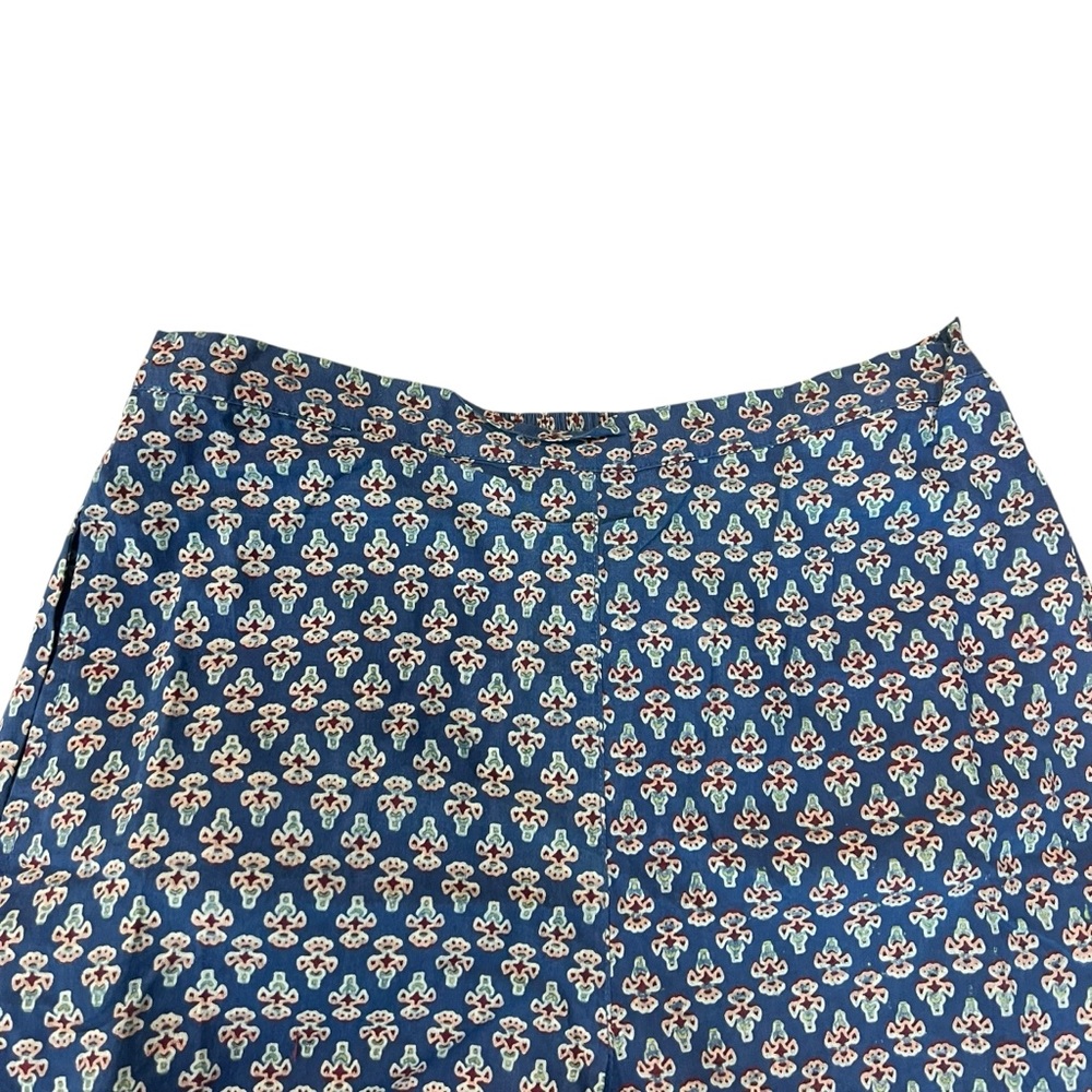 April Cornell Women’s dust blue boho print elastic back waist band flood pants - Picture 3 of 9